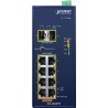 PLANET IGS-1020PTF - Switch - unmanaged - 8 x 10/100/1000 (PoE+) + 2 x Gigabit SFP - an DIN-Schiene montierbar, wandmontierbar
