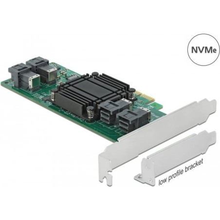 Delock PCI Express x8 Card to 4 x internal SFF-8643 NVMe - Low Profile Form Factor - Speicher-Controller - U.2 NVMe - Low-Profi