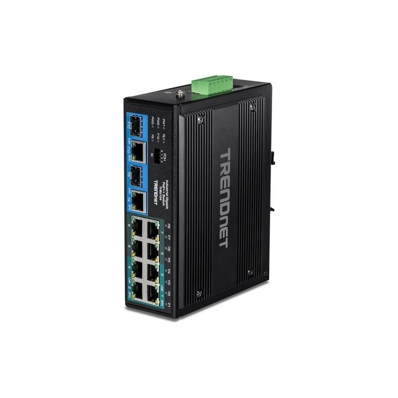 TRENDnet TI-BG104 - Switch - industrial - unmanaged - 4 x 10/100/1000 (PoE++) + 4 x 10/100/1000 (PoE+) + 2 x Combo Gigabit SFP/