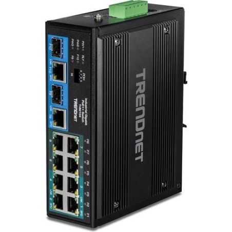 TRENDnet TI-BG104 - Switch - industrial - unmanaged - 4 x 10/100/1000 (PoE++) + 4 x 10/100/1000 (PoE+) + 2 x Combo Gigabit SFP/