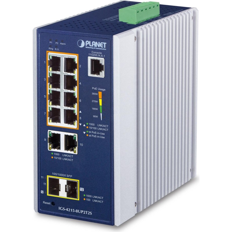 PLANET IGS-4215-8UP2T2S Netzwerk-Switch Managed L2/L4 Gigabit Ethernet (10/100/1000) Power over Ethernet (PoE) Aluminium - Blau