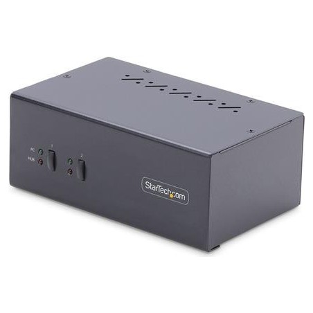 StarTech.com 2-Port Dual-Monitor DisplayPort KVM Switch, 4K 60Hz, 2x USB 5Gbps Hub Ports, 2x USB 2,0 HID Ports, Hotkey and Push