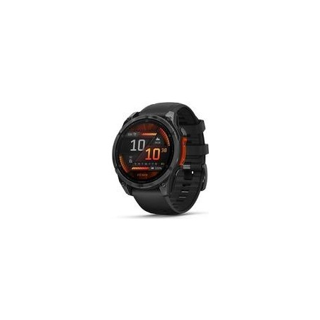 Garmin Fenix 8 - 47 mm - Slate Gray - Sportuhr mit Band - Silikon - schwarz - Handgelenkgröße: 125-208 mm - Anzeige 3,556 cm (1