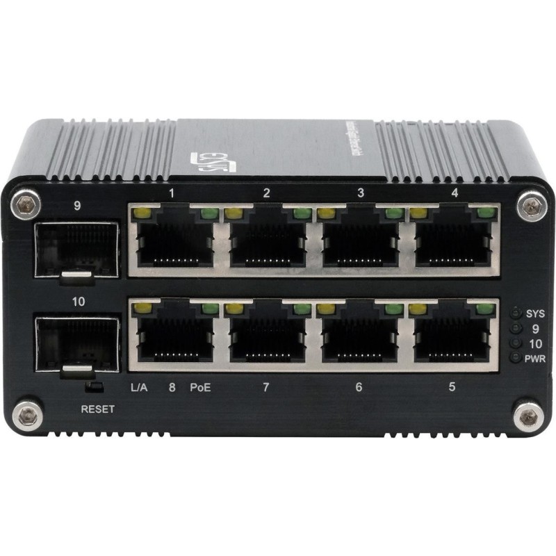 EXSYS GmbH Mini 8+2-Port Industrial Gigabit SFP PoE+ Switch, Web-Managed (EX-62035MPOE-SFP)