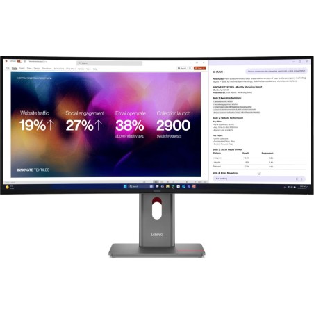 Lenovo ThinkVision P40WD-40 - LED-Monitor - gebogen - 101.6 cm (40") (39.7" sichtbar) - 5120 x 2160 5K @ 120 Hz - IPS - 400 cd/