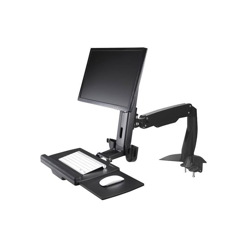 StarTech.com Sitz Steh Monitorarm - Befestigungskit (Bodenplatte, Spalte, Durchführungsplatte, Tastatur-Tablett, Unterlegscheib