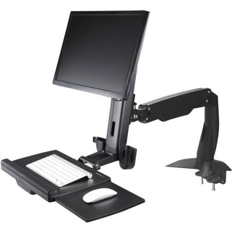 StarTech.com Sitz Steh Monitorarm - Befestigungskit (Bodenplatte, Spalte, Durchführungsplatte, Tastatur-Tablett, Unterlegscheib