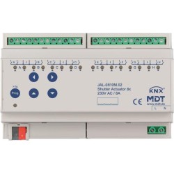 MDT JAL-0810M.02 Jalousieaktor 8fach 8TE REG 10A 230VAC m.Fahrzeitmessung (JAL-0810M.02)