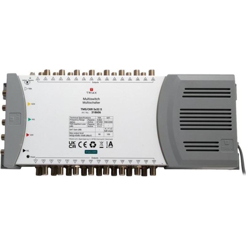 TRIAX TMS/CKR 5x32S Einzel Multischalter 4SAT+1terr. Eing. 32fach m.NT 318606 (318606)