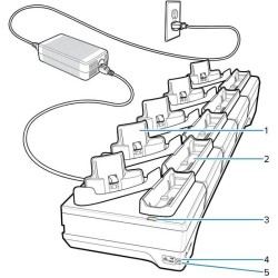 Zebra - Handheld-Ladestation - 5 Slots - Ethernet - Ausgangsanschlüsse: 5 - für Zebra WT6400 (CRD-WT64-5S5BE-01)