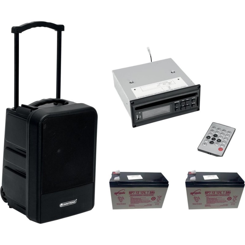 OMNITRONIC Set MOM-10BT4 Modular-Drahtlos-PA-System + CD-Player mit USB&SD + 2x Akku (20000386)