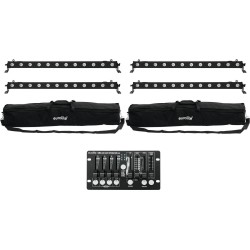 EUROLITE Set 4x LED BAR-12 QCL RGBW + 2x Soft-Bags + Controller (20000407)