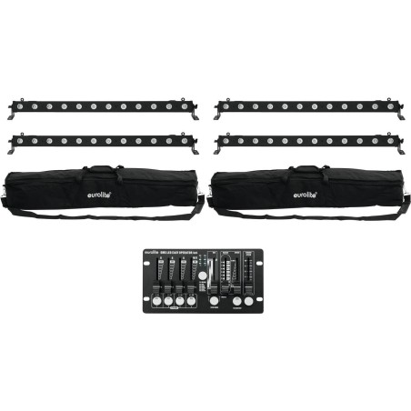 EUROLITE Set 4x LED BAR-12 QCL RGBW + 2x Soft-Bags + Controller (20000407)