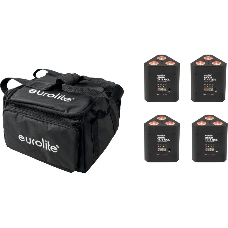 EUROLITE Set 4x AKKU TL-3 QCL RGB+UV Trusslight + SB-4 Soft-Bag (20000852)