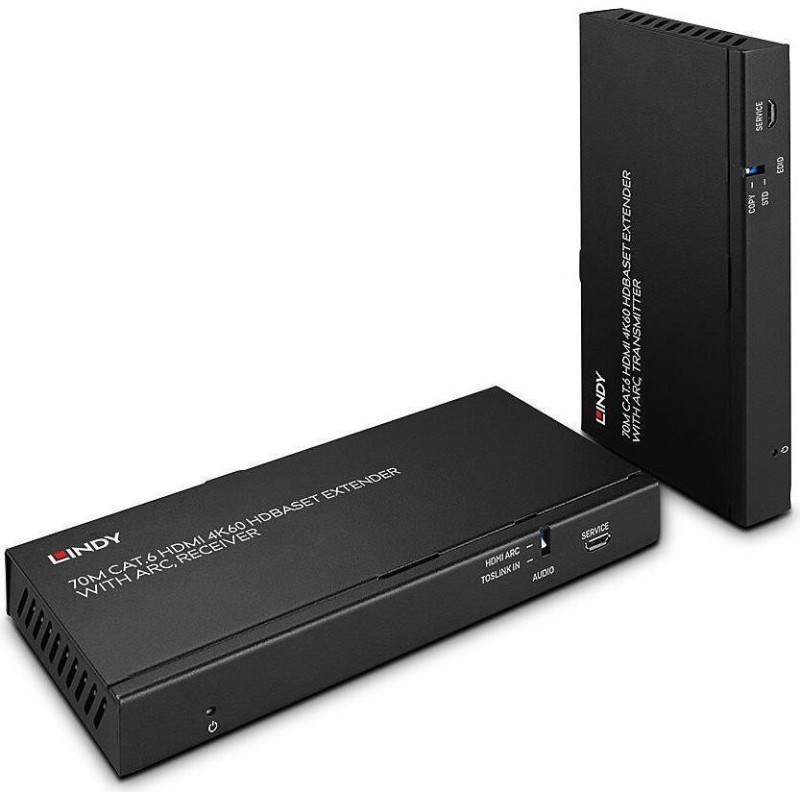 Lindy 70m Cat.6 HDMI 4K60, Audio, IR & RS-232 HDBaseT Extender mit ARC Verlängert HDMI- und ARC-Signale über HDBaseT auf bis zu