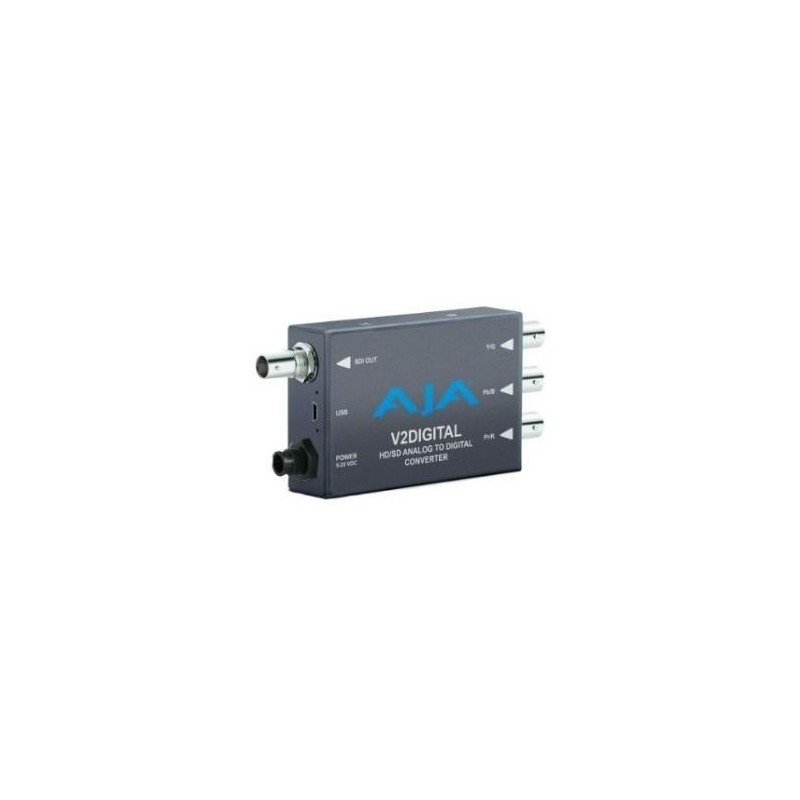 AJA V2Analog HD/SD-SDI to Analog Mini-Converter - + 5-20 VDC, 3 Watt - Externer Dipswitch - Steuerung (lokal / remote) (V2Analo