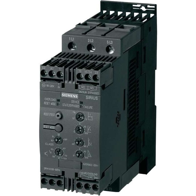 Siemens Sanftstarter Motorleistung bei 400 V 22 kW Motorleistung bei 230 V 11 kW 400 V/AC Nennstrom 45 A 3RW4036 (3RW4036-1BB14