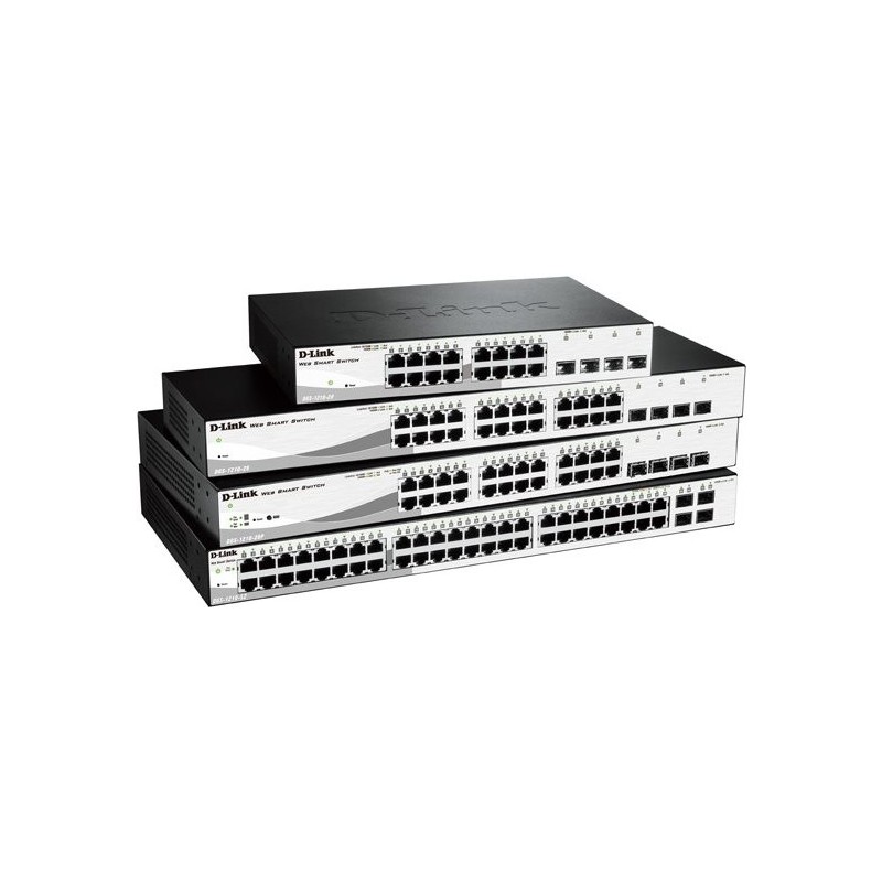 D-Link DGS 1210-28MP - Switch - managed - 24 x 10/100/1000 (PoE+) + 4 x Gigabit SFP - Desktop, an Rack montierbar - PoE+ (DGS-1
