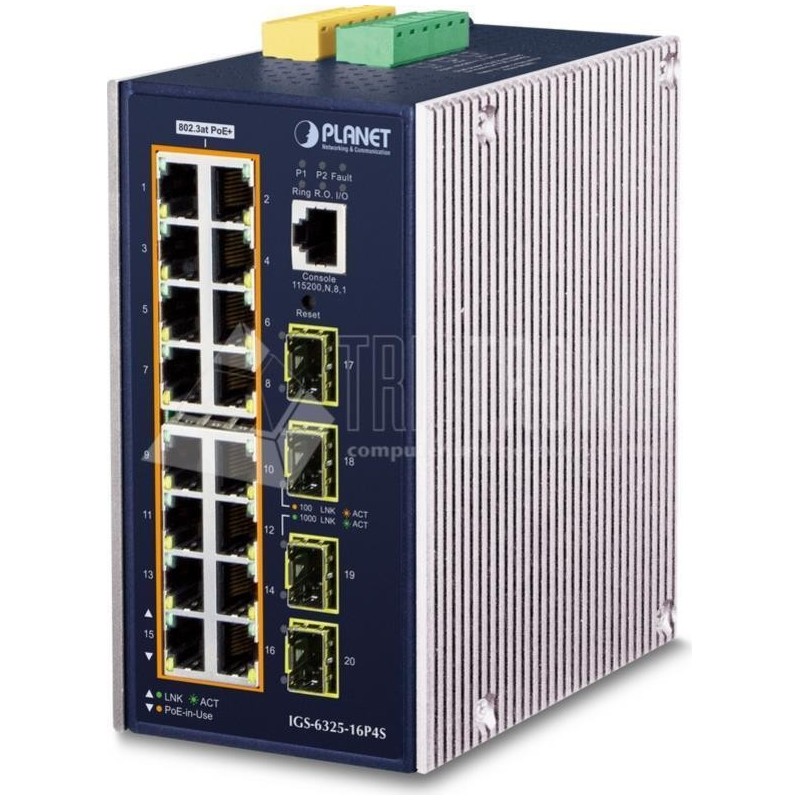 PLANET IGS-6325-16P4S - Switch - L3 - managed - 16 x 10/100/1000 (PoE+) + 4 x Gigabit SFP - an DIN-Schiene montierbar, wandmont