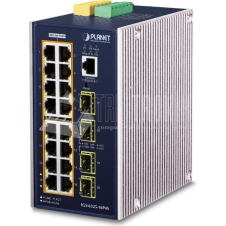 PLANET IGS-6325-16P4S - Switch - L3 - managed - 16 x 10/100/1000 (PoE+) + 4 x Gigabit SFP - an DIN-Schiene montierbar, wandmont