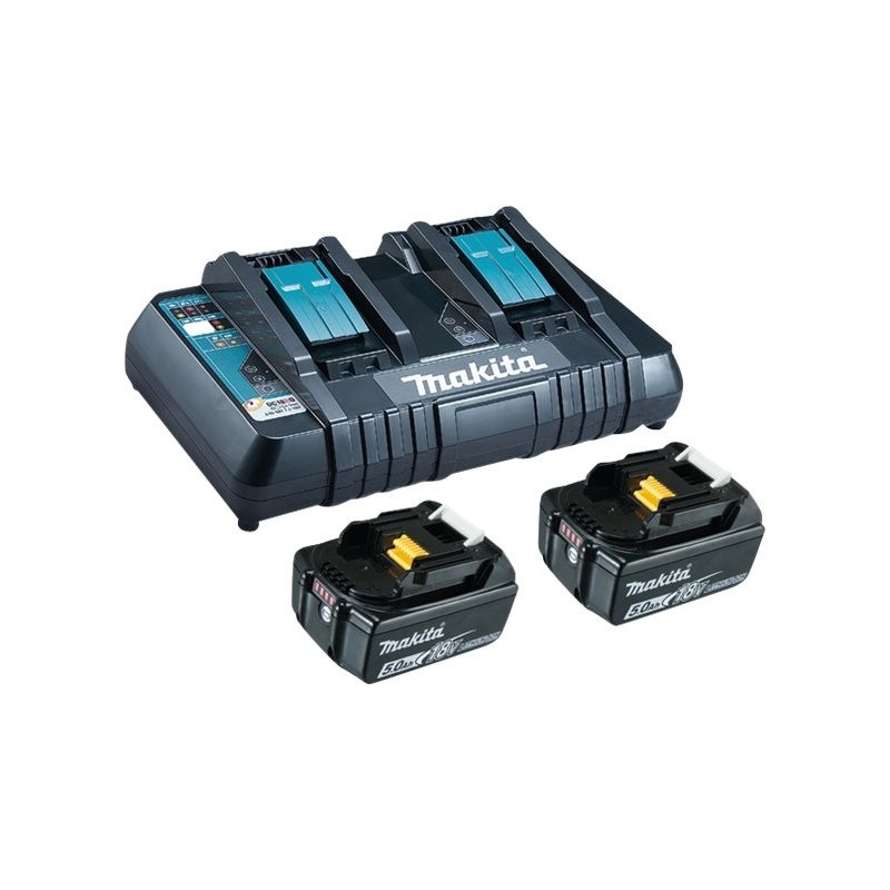 Makita - Batterieladegerät + Batterie 2 x - Li-Ion - 5 Ah - 2 x Batterien laden (199482-2)