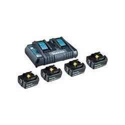 Makita - Batterieladegerät + Batterie 4 x - Li-Ion - 5 Ah - 90 Wh - 2 x Batterien laden - für Makita DEADML801, DEADML810, DHP4