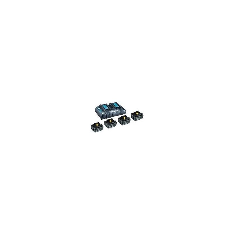 Makita - Batterieladegerät + Batterie 4 x - Li-Ion - 5 Ah - 90 Wh - 2 x Batterien laden - für Makita DEADML801, DEADML810, DHP4