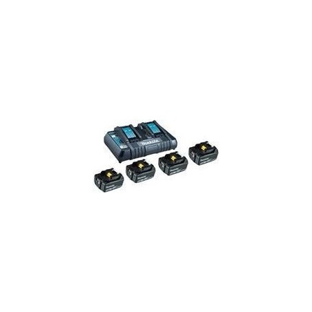 Makita - Batterieladegerät + Batterie 4 x - Li-Ion - 5 Ah - 90 Wh - 2 x Batterien laden - für Makita DEADML801, DEADML810, DHP4