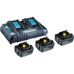 Makita DC18RD - Batterieladegerät + Batterie 3 x - Li-Ion - 5 Ah - 2 x Batterien laden
