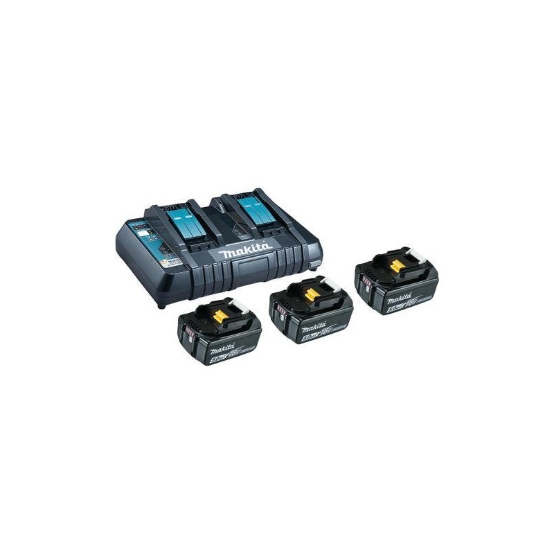 Makita DC18RD - Batterieladegerät + Batterie 3 x - Li-Ion - 5 Ah - 2 x Batterien laden