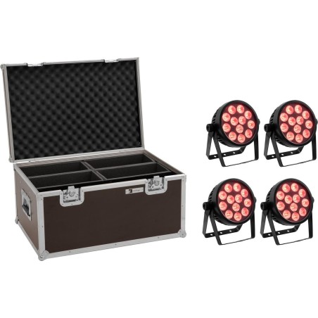 EUROLITE Set 4x LED 4C-12 Silent Slim Spot + Case (20000683)
