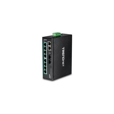 TRENDnet TI-PG102 - Switch - nicht verwaltet - 8 x 10/100/1000 (PoE+) + 2 x Kombi-Gigabit-SFP - an DIN-Schiene montierbar, wand