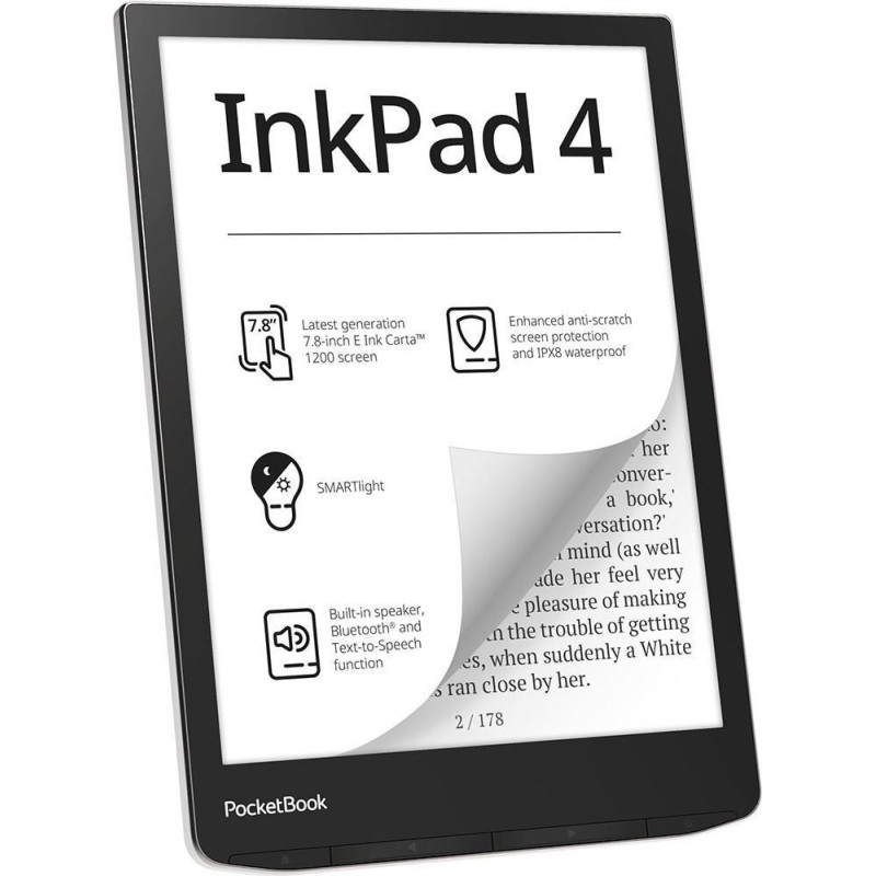 PocketBook InkPad 4 - 19,8 cm (7.8") - E Ink Carta - 1404 x 1872 Pixel - PDF DRM - ACSM - AZW - AZW3 - CBR - CBZ - CHM - DOC -