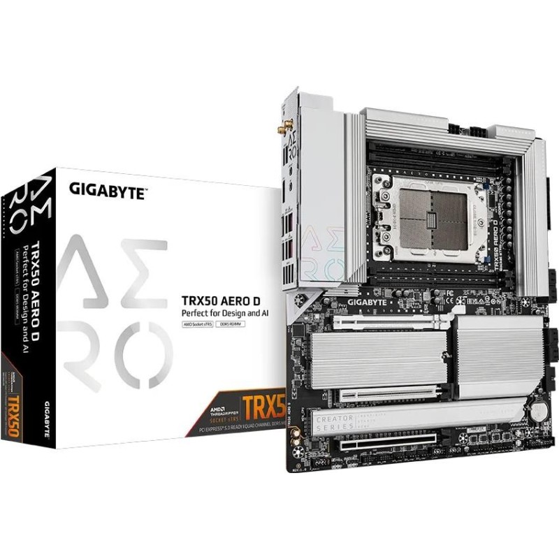Gigabyte TRX50 AERO D Mainboard AMD TRX50 sTR5 E-ATX 1TB DDR5 Wi-Fi 7 10GbE LAN (TRX50 AERO D)