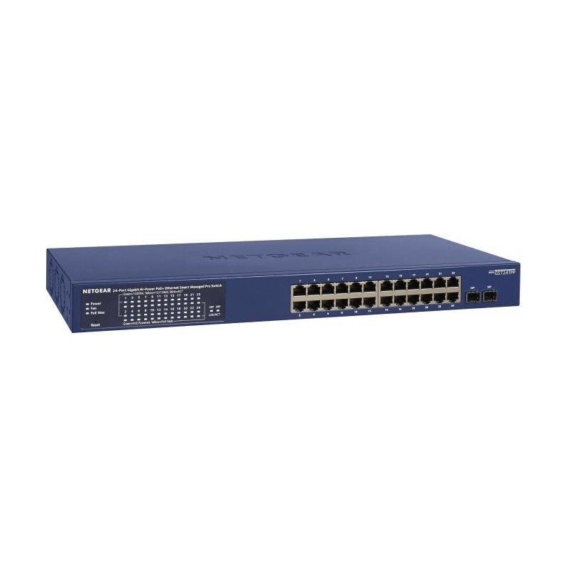 NETGEAR Smart GS724TPP - Switch - L3 Lite - Smart - 24 x 10/100/1000 (PoE+) + 2 x Gigabit SFP - Desktop, an Rack montierbar - P