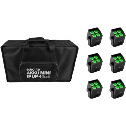 EUROLITE Set 6x AKKU Mini IP UP-4 QCL Spot MK2 + Soft-Bag (20001005)