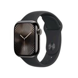 Apple Watch Series 10 GPS + Cellular 42mm Slate Titanium Case mit Black Sport Band - M/L (MWXH3QF/A)