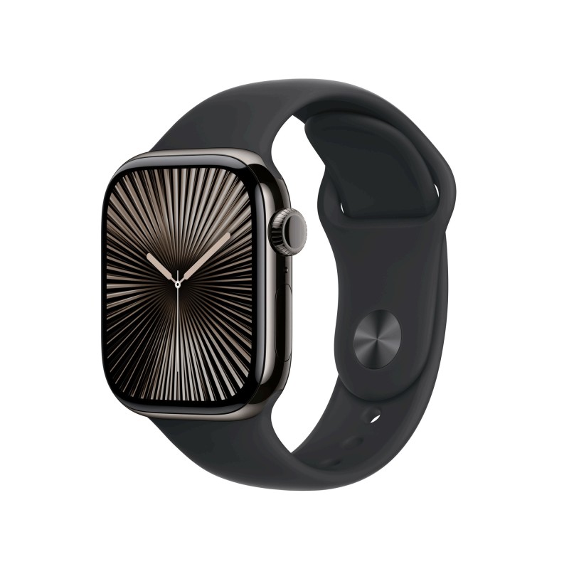 Apple Watch Series 10 GPS + Cellular 42mm Slate Titanium Case mit Black Sport Band - M/L (MWXH3QF/A)