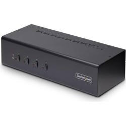 StarTech.com 4-Port Dual-Monitor DisplayPort KVM Switch, 4K 60Hz, 2x USB 5Gbps Hub Ports, 2x USB 2.0 HID Ports, Hotkey and Push