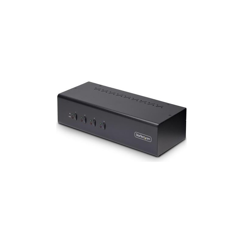 StarTech.com 4-Port Dual-Monitor DisplayPort KVM Switch, 4K 60Hz, 2x USB 5Gbps Hub Ports, 2x USB 2.0 HID Ports, Hotkey and Push