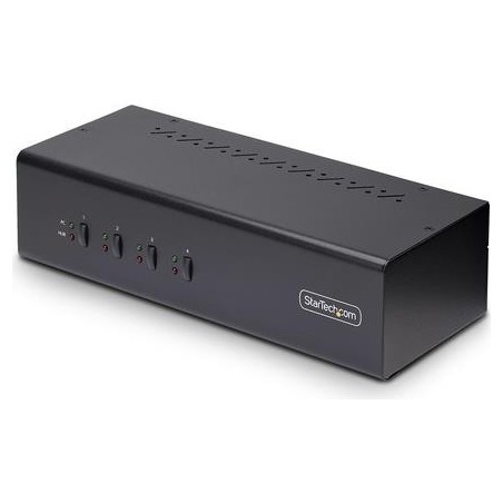 StarTech.com 4-Port Dual-Monitor DisplayPort KVM Switch, 4K 60Hz, 2x USB 5Gbps Hub Ports, 2x USB 2.0 HID Ports, Hotkey and Push