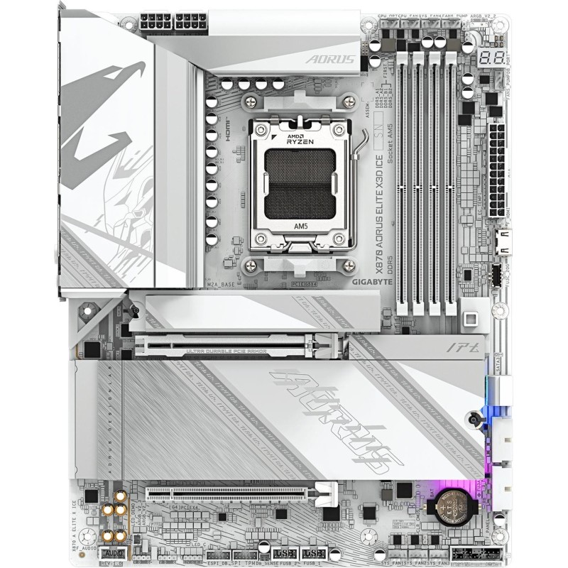 Gigabyte AORUS X870 ELITE X3D ICE - Motherboard - ATX - Socket AM5 - AMD X870 Chipsatz - USB-C 3.2 Gen 2x2, USB4, USB 3.2 Gen 1