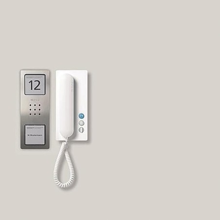 Siedle SET CA 812-1 E/W. Übertragungstechnik: Verkabelt. Produktfarbe: Edelstahl, Weiß, Platzierung: Wand (210008738-00)