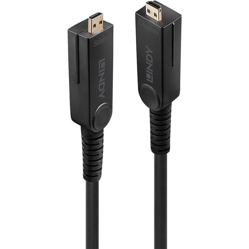 Lindy - HDMI mit Ethernet Kabelset - mikro HDMI (M) bis mikro HDMI (M) - 100,0m - Hybrid Kupfer/Kohlefaser - Schwarz - 4K Unter