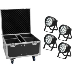 EUROLITE Set 4x LED IP PAR 14x10W HCL IP65 + Flightcase Outdoor-Beleuchtung