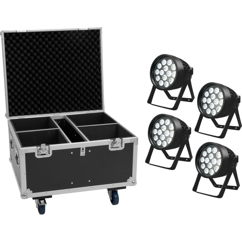 EUROLITE Set 4x LED IP PAR 14x10W HCL IP65 + Flightcase Outdoor-Beleuchtung