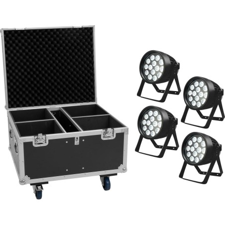 EUROLITE Set 4x LED IP PAR 14x10W HCL IP65 + Flightcase Outdoor-Beleuchtung