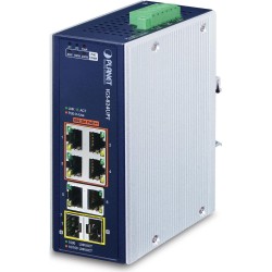 PLANET IP30 Industrial 4-Port Power over Ethernet (PoE) Blau - Weiß (IGS-824UPT)