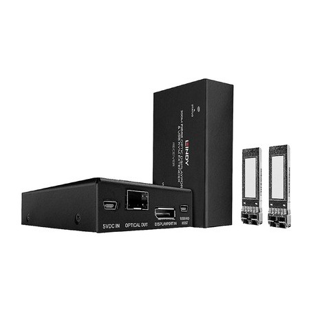 Lindy 300m Fibre Optic DisplayPort 1.2 & USB KVM Extender Sender/Empfänger 4K@60Hz (39376)