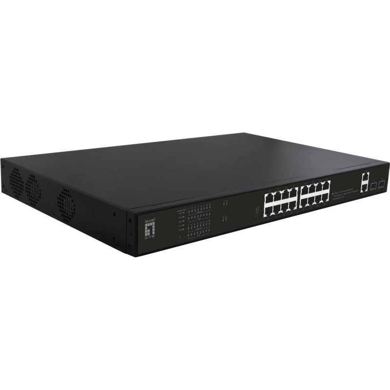 LevelOne GEP-2021 - Switch - 16 x 10/100/1000 (PoE) + 2 x 10/100/1000 + 2 x Gigabit SFP (Uplink) - Desktop, an Rack montierbar